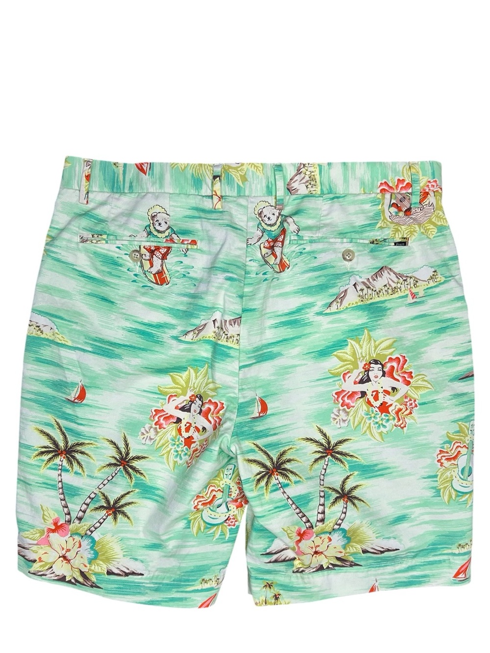 Ralph Lauren Hula Girl Shorts 36 Surfing Polo Bear Tropical Resort